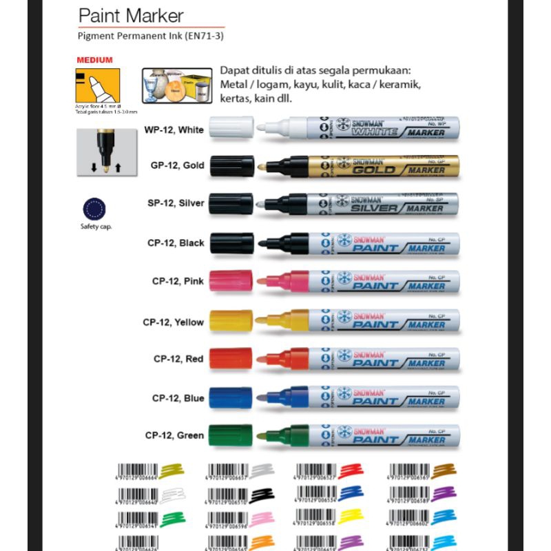 

Spidol Snowman Paint Marker CP-12 (HITAM)