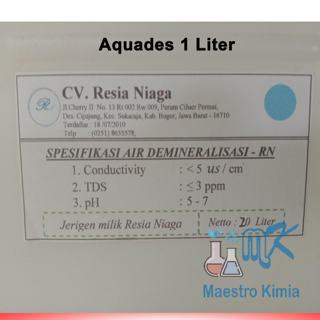 Aquadest / Akuades / Aquades / Air Suling / Air Aki Radiator 1 liter