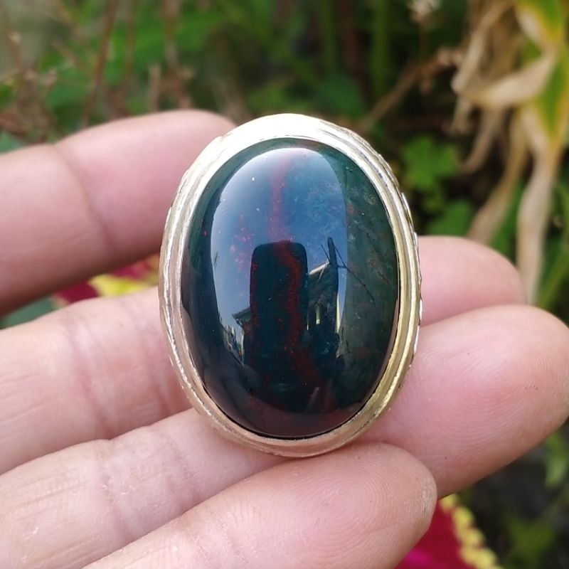 batu akik nogosui hijau polet merah klasik