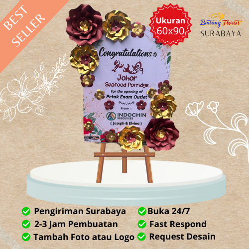 PROMO Karangan Bunga Papan Kertas Termurah Surabaya Untuk Acara Graduation Kelulusan Wedding Birthda