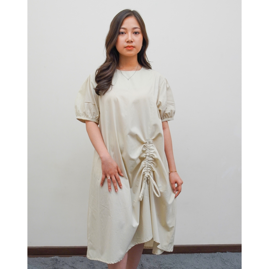 VESA - Dress Polos Lengan Pendek Serut Samping Wanita