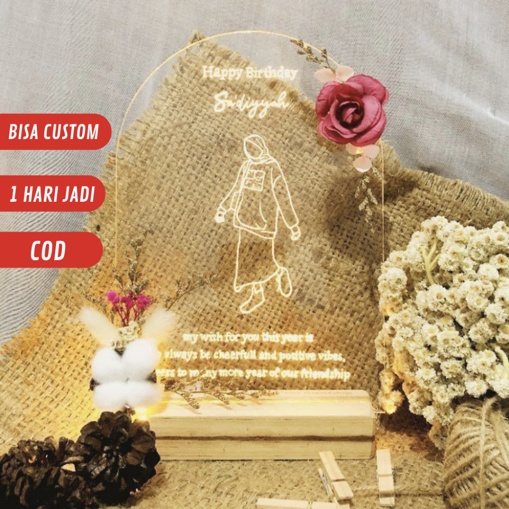 Hadiah Kado Gift Akrilik Custom Ulang Tahun Ultah Graduation Wisuda Cewek Cowok