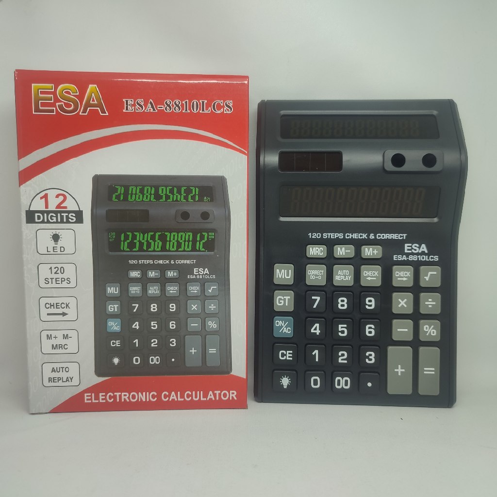 

Kalkulator, Calculator Esa 8810 LCS LED 2 Layar, Kalkulator Besar 12 Digit/Kalkulator Dagang