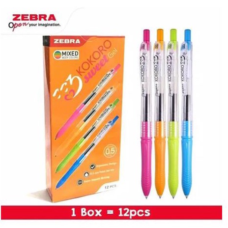 

Original (12pc) Pulpen Gel Zebra Kokoro Sweet Gel / Bolpoin Kokoro 0.5mm 