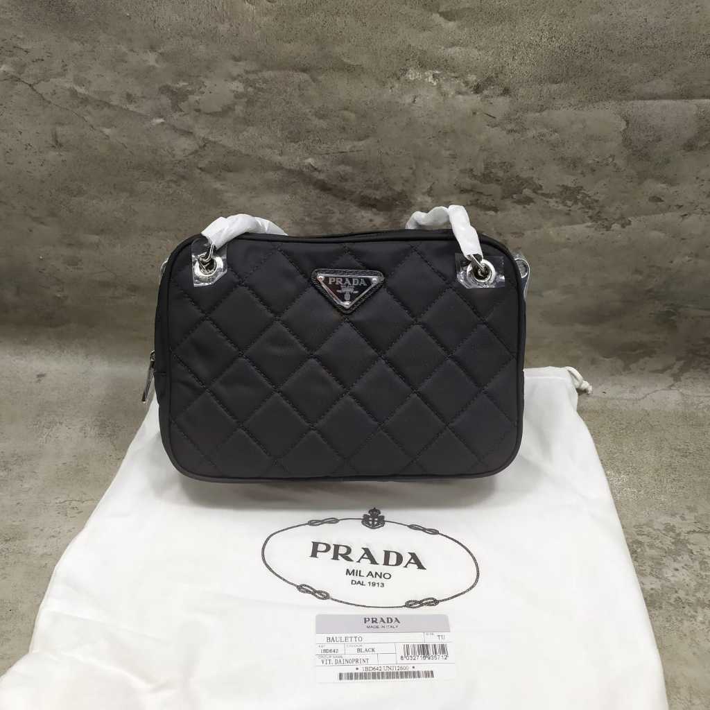 Tas Tessuto Impuntu Small Baltico Nero Black Hitam Mini Nylon Original  Rantai Tali Dobel Selempang 