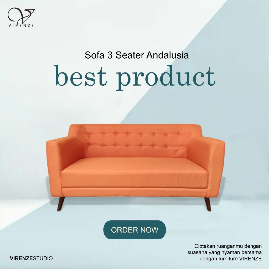 Sofa 3 Seater Andalusia Virenze Jakarta Bogor Sentul Bekasi Cikarang Kawarang Tangerang Bandung Purw
