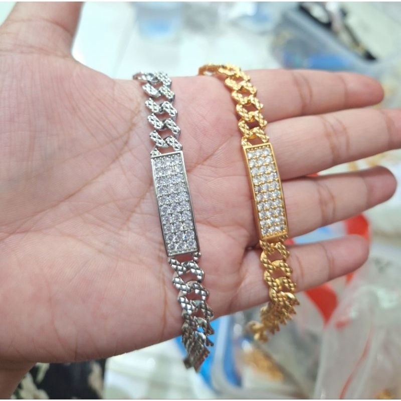 GELANG PLAT RANTAI SILVER & GOLD QS112