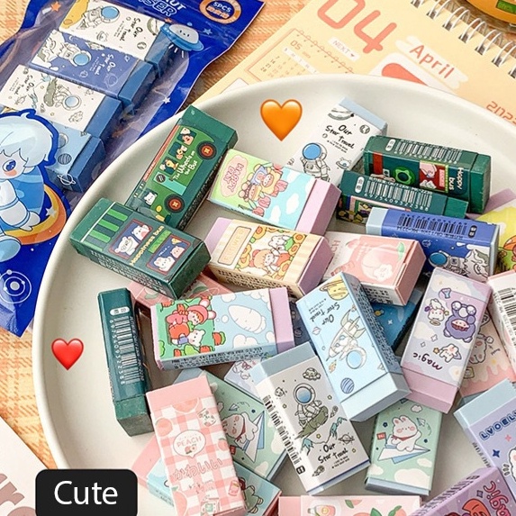 

★★★★ 5PCS / SET PENGHAPUS PENSIL MOTIF KAWAII / ERASER LUCU SET Stock Banyak