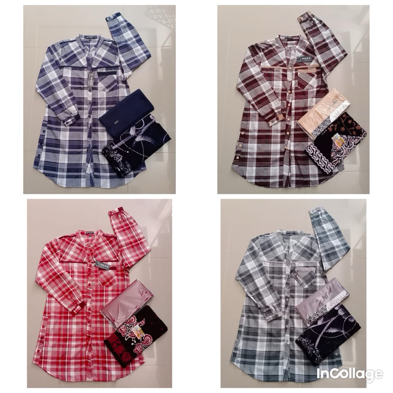 Stelan Tunik HARA+ Sarung Gloyor Tebal+Hijab Saudia Rawis