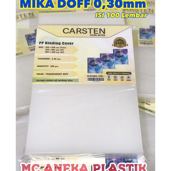 

Terkini Termurah!!! Cover mika jilid Doff atau Emboss 0.30 A4 isi 100 lembar Model Baru