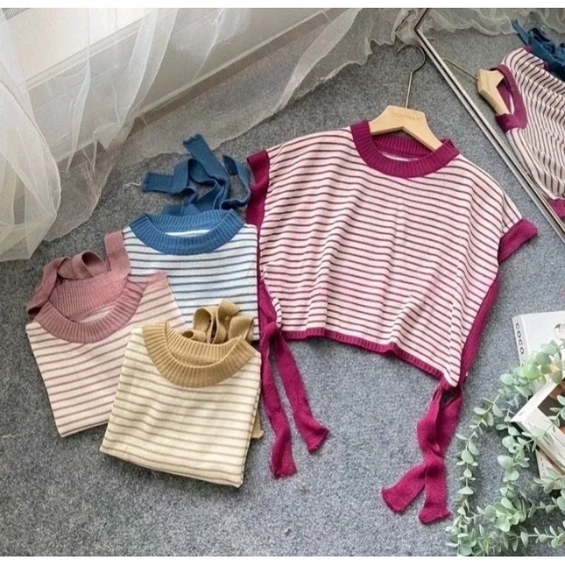 VEST RAJUT TALI SAMPING MAINAKA//ROMPI RAJUT WANITA TALI SAMPING