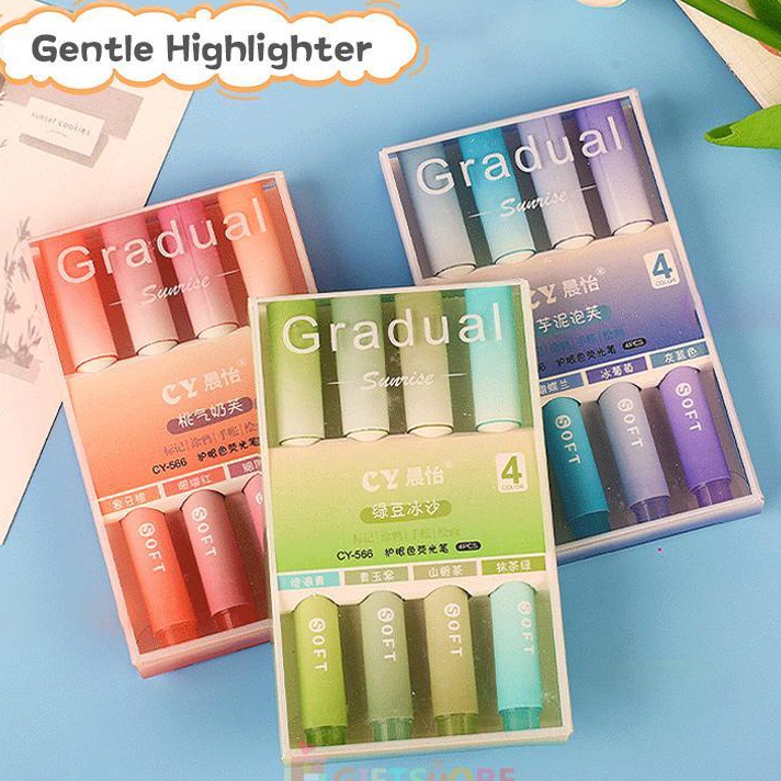 

Harga Termurah stabilo pastel 1 set 4 warna/spidol warna warni highlighter pen ujung soft head kapasitas besar morandi marker pen-GS Ready