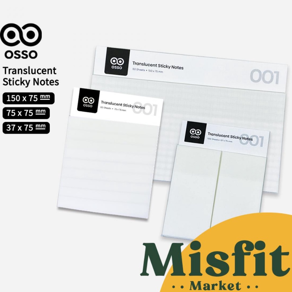 

Stok Banyak OSSO Transparent PET Sticky Note Memo Pad Waterproof (50 Sheets) Transparan Notes Warna Diskon Promo