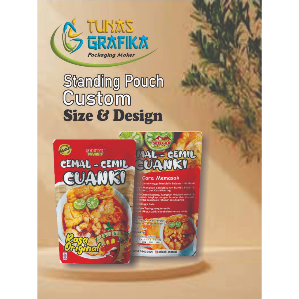 Standing Pouch Full Printing / Kemasan Makanan / Kemasan Cemilan / Bungkus Makanan / Kemasan Plastik