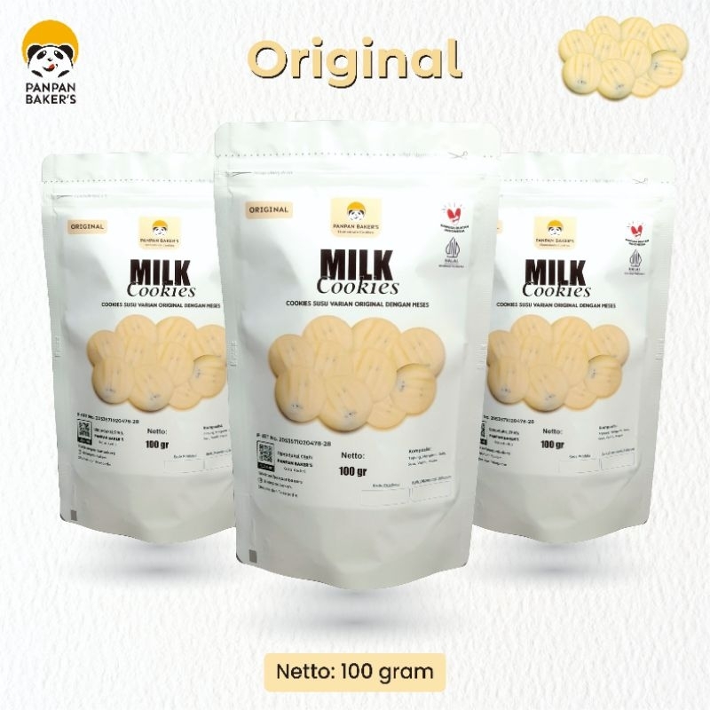 

Milk Cookies Panpan Baker's Pouch (100 - 150 gram) | Original, Pandan, Mocca, Chocolate / Camilan Kue Kering Susu