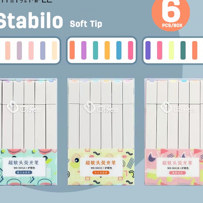 

Ready Stabilo / highlighter pastel double tip 6 colors warna-THIMPLE Big Sale