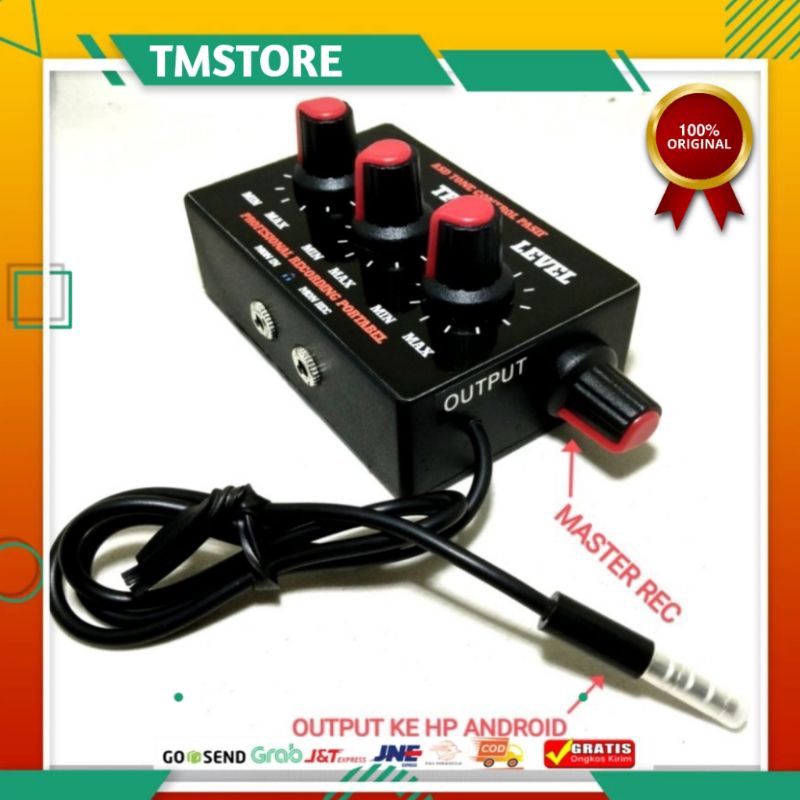 alat rekam dari mixer ke hp android volume bass dan treble tone control Aktif