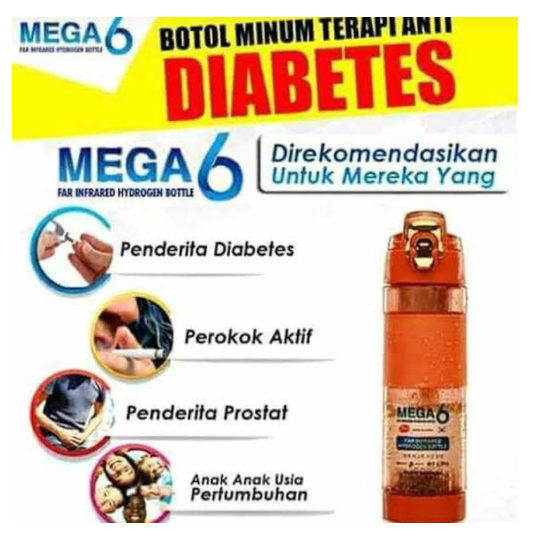 BOTOL MINUM KESEHATAN MEGA 6 FAR INFRARED HYDROGEN PENCEGAH DIABETES