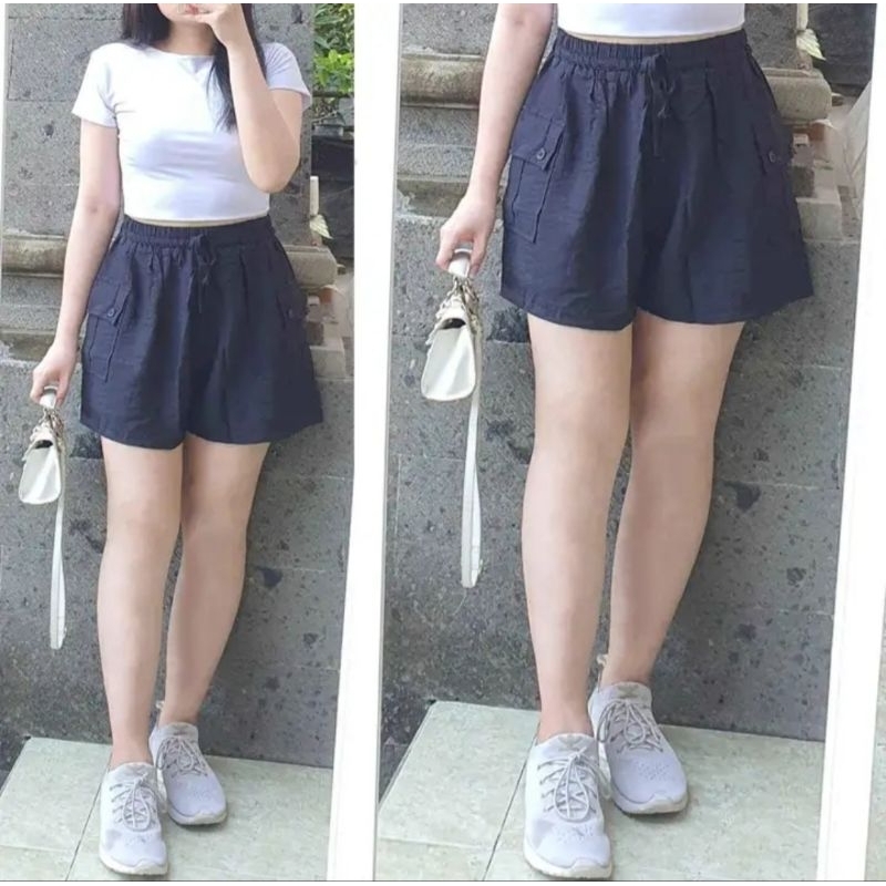 HOT PANTS  Wanita Korean Style Saku Tempel Samping Korean Style / Celana Pendek Wanita / Hot pants K