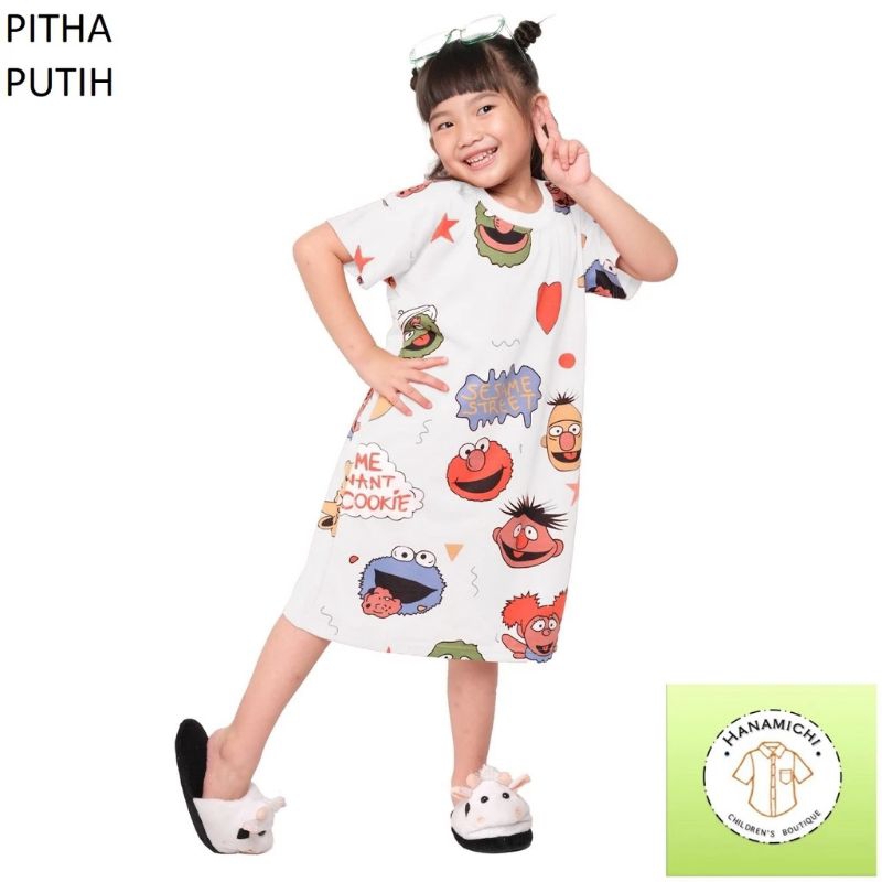 Hanamichi PITHA Dress Anak Lengan Pendek Full Print