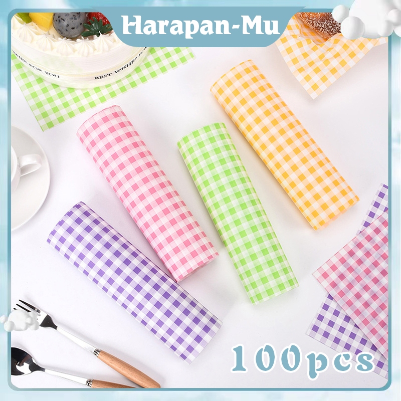 100 Pcs Kertas Roti Motif Wax Paper Food Kertas Greaseproof Kertas Pembungkus Burger Kertas Bungkus 