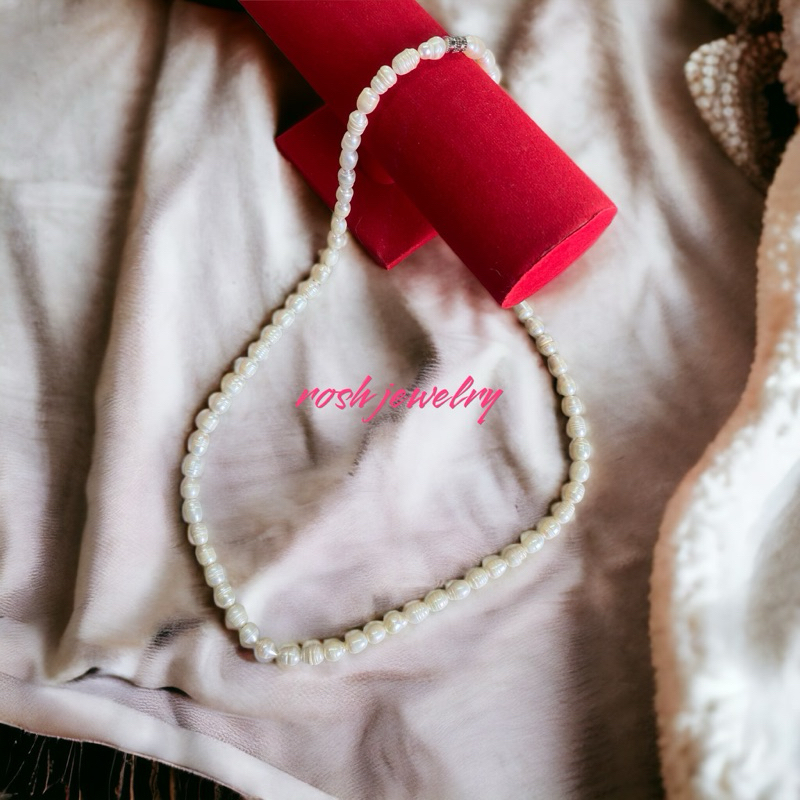 Kalung mutiara panjang air tawar Asli. Kalung elegant estetik
