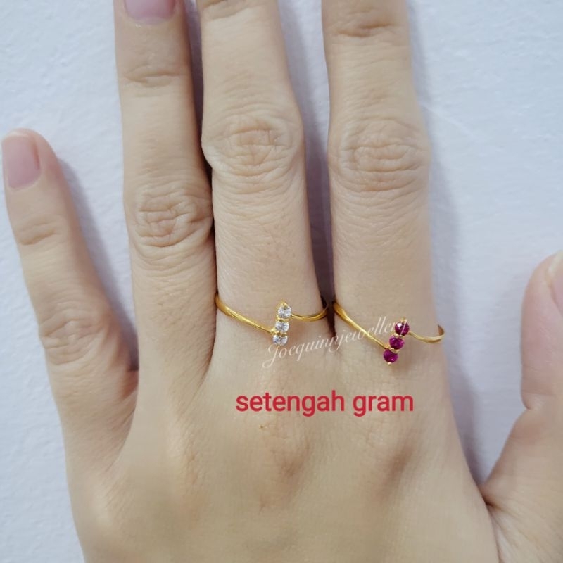 cincin stengah gram emas muda mata 3
