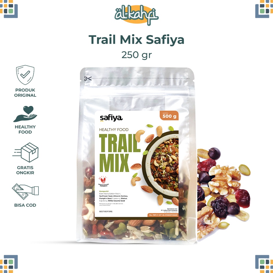 

MODEL NP439 Trail Mix Safiya 250 Gram Premium | With Almond Mete Nut Seed Dried Fruit Makanan Sehat & Cemilan Diet