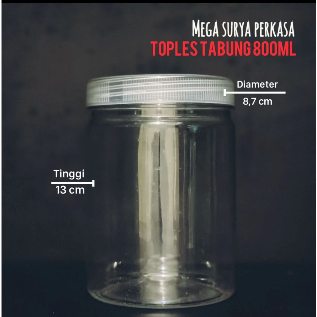Toples Plastik 800 ml-Toples Tabung 800 ml-Toples Kue Kering 800 ml-Toples Hampers Tutup Natural