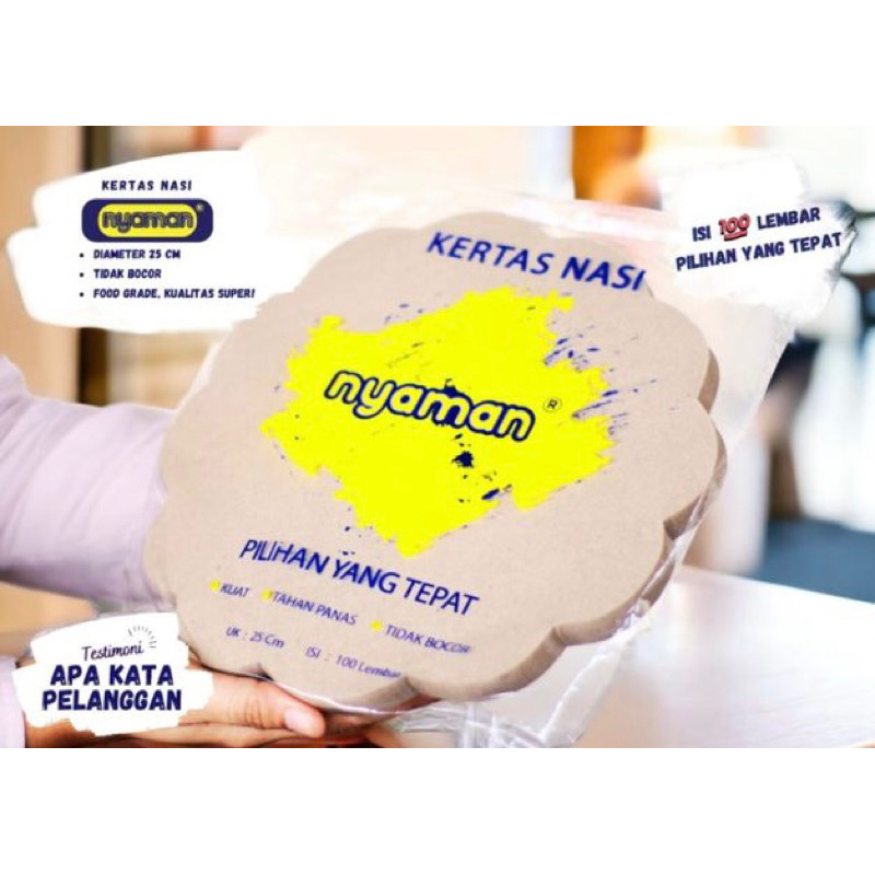 KERTAS NASI BUNGA ALAS PIRING UKURAN 25cm 1 PAK ISI 100 LEMBAR NYAMAN KERTAS NASI UDUK KUNING