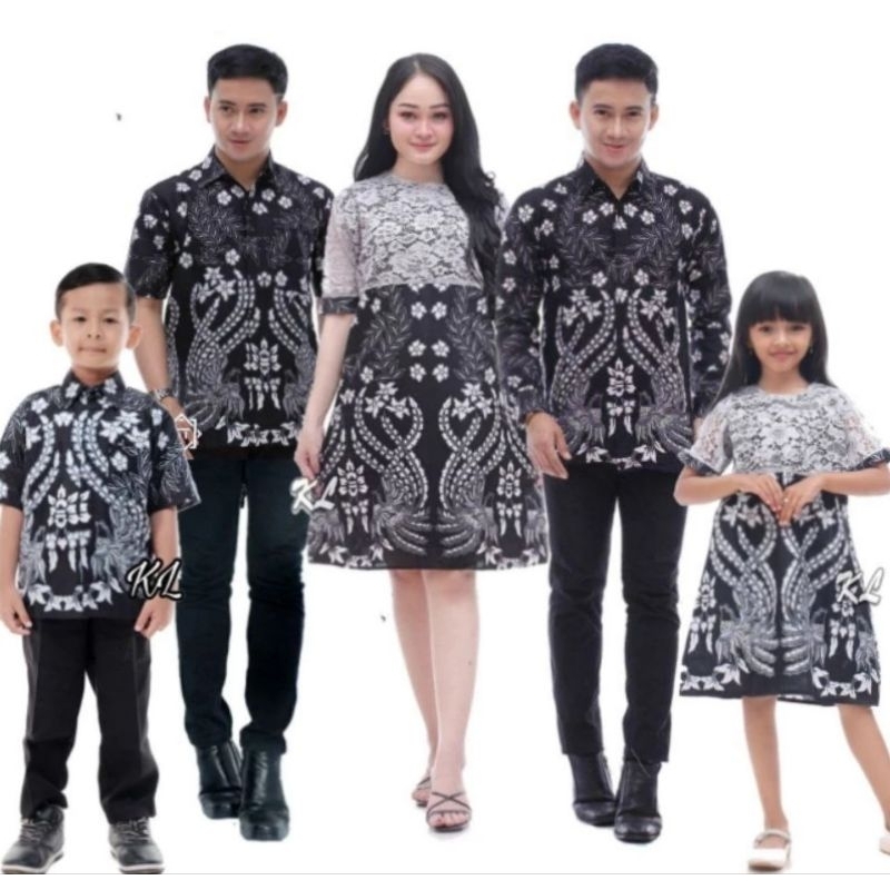 Batik Couple Keluarga Natal dan Tahun Baru Motif Mprit Putih Brokat