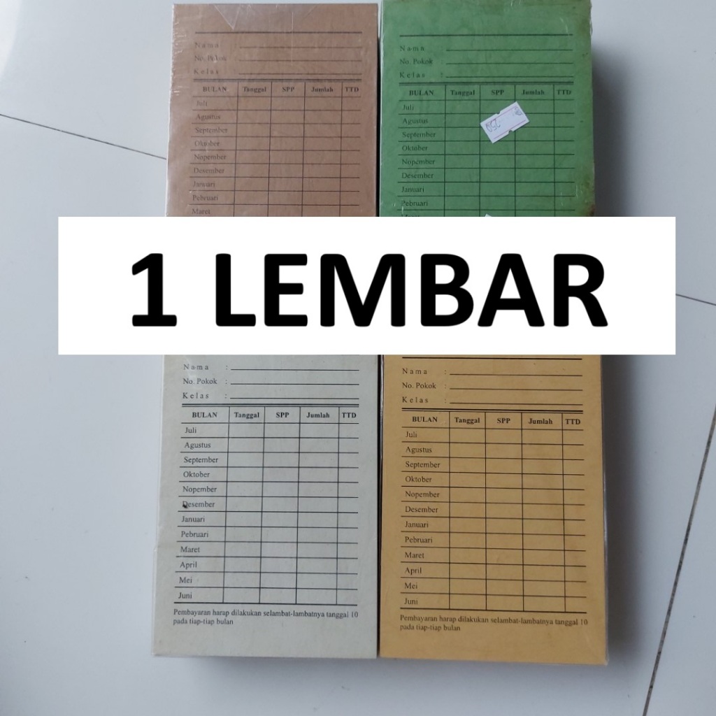 

Kartu BPPP BP3 SPP Iuran Bulanan Murah Wd 11x16cm - 1 Lembar