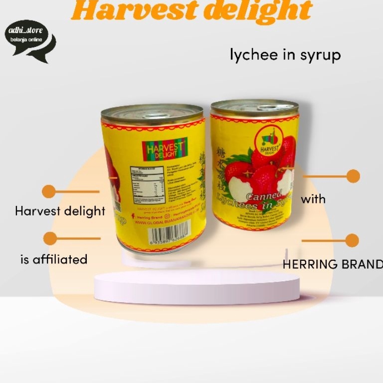 

modelTipe YUW622 Harvest delight lychee in syrup / leci dalam kaleng 567gr Murah