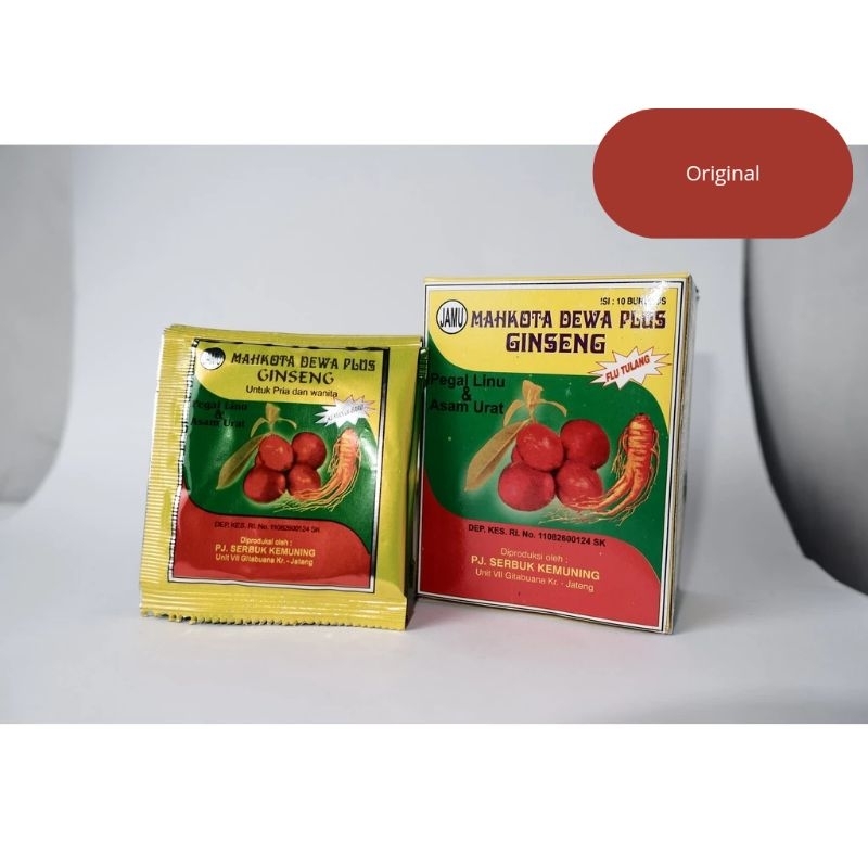 jamu serbuk mahkota dewa plus ginseng original isi 10 bungkus