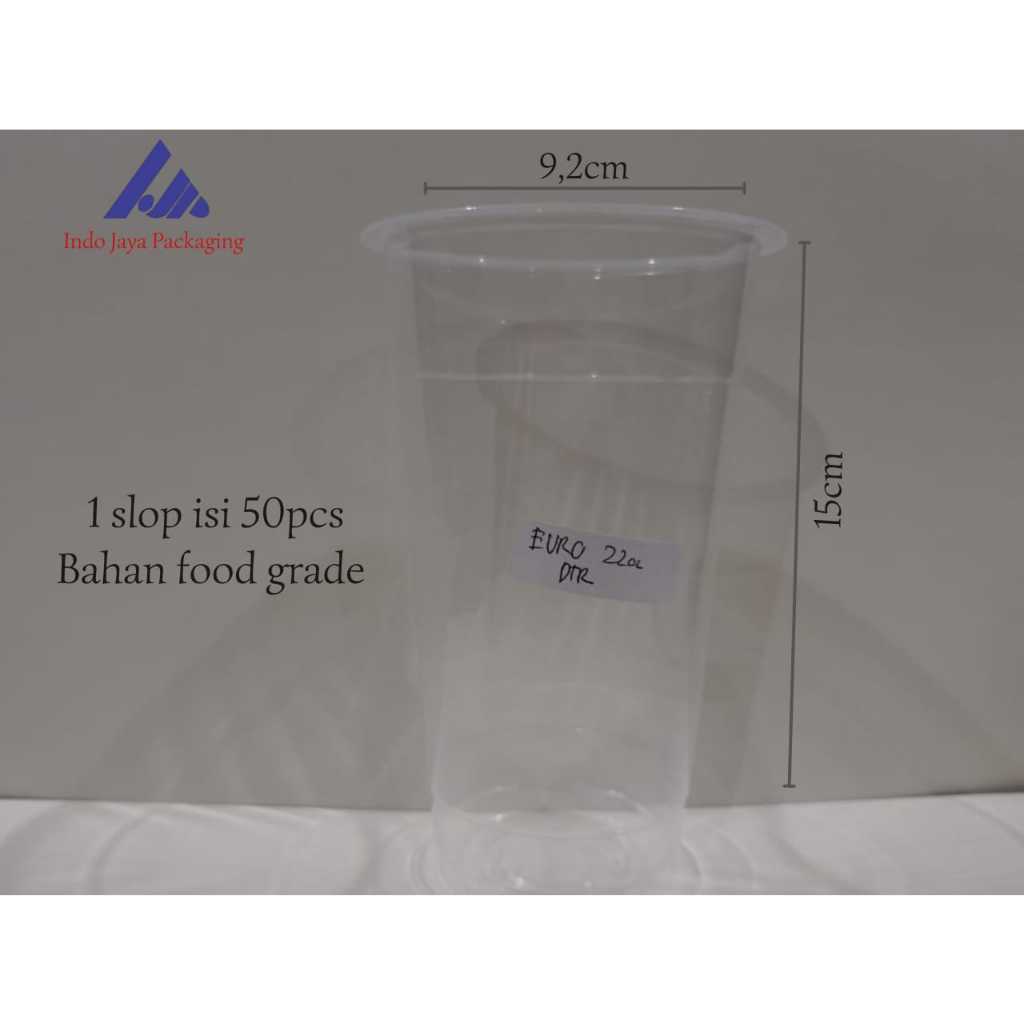 Gelas Plastik/Cup Plastok Euro 22oz Datar [8 grm]