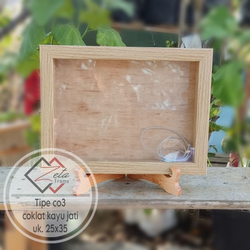 Tipe CO3 coklat kayu jati - Pigura mahar minimalis uk. 25x35 - pigura 3D minimalis - pigura scrapfra