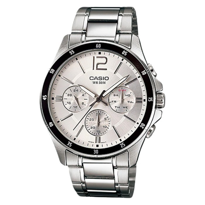 Casio MTP-1374D-7AVDF Enticer Men Silver Dial Stainless Steel Strap