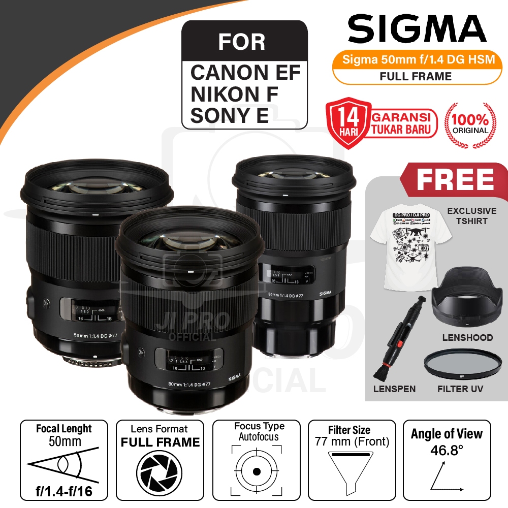 Sigma 50mm f1.4 DG HSM Art Lens for Sony E Canon EF Nikon F Fullframe