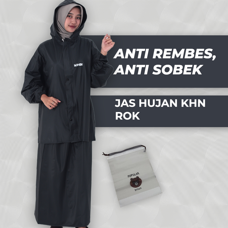 Bonus Pouch Jas Hujan Raincoat KHN Rok Wanita Sealing Press Anti Rembes Premium
