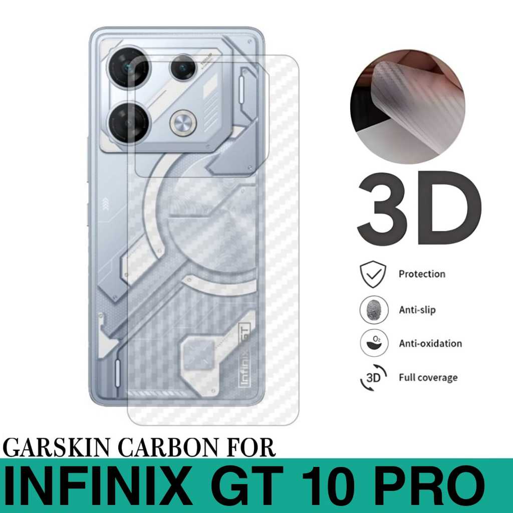 GARSKIN INFINIX GT 10 PRO SKIN HANDPHONE ANTI GORES BELAKANG CARBON 3D