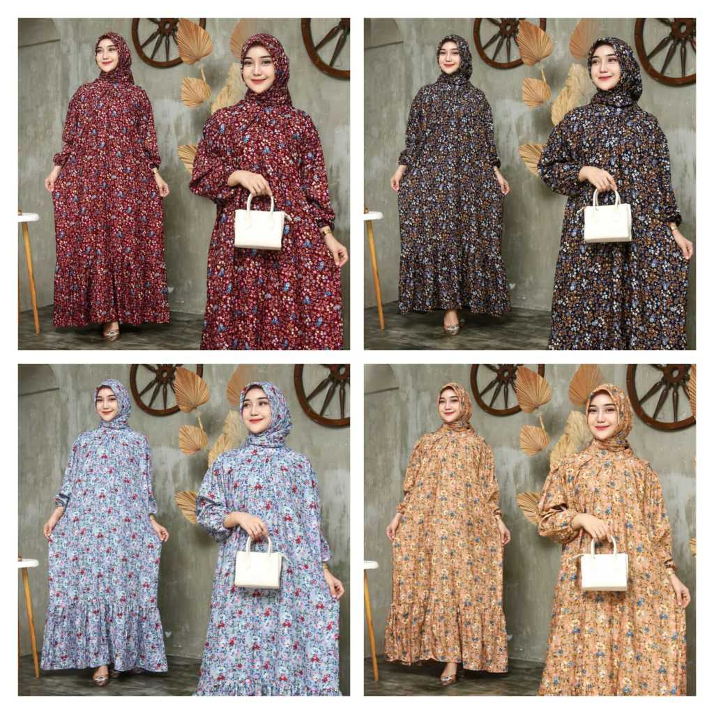 Kamila Collection Gamis Rayon Bunga dress set jilbab