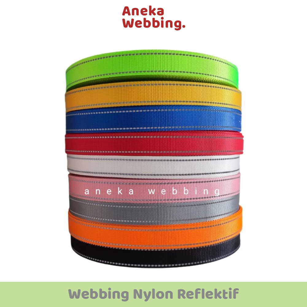 Webbing Nylon Reflektif 2.5 cm, 2 cm, 1.5 cm (meteran)