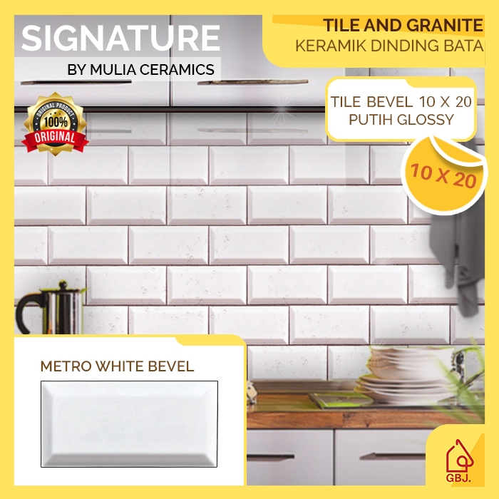 KERAMIK BATA PUTIH BEVEL 10 X 20 METRO WHITE KW1 SIGNATURE MULIA