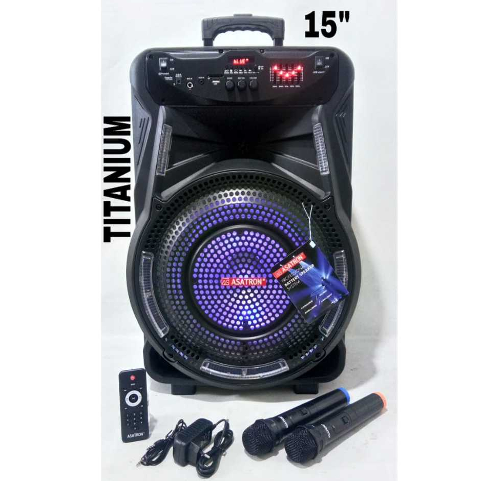 Speaker Bluetooth Asatron Titanium 15 inch/ Speaker Aktif Portable Bluetooth/Speaker Karaoke/Speaker
