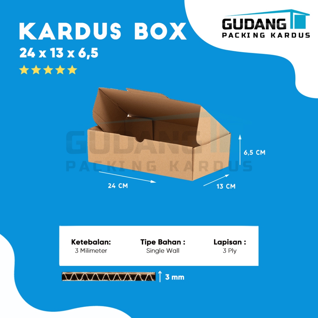 

Box Diecut Kardus Pizza Polos 24 X 13 X 6,5 cm