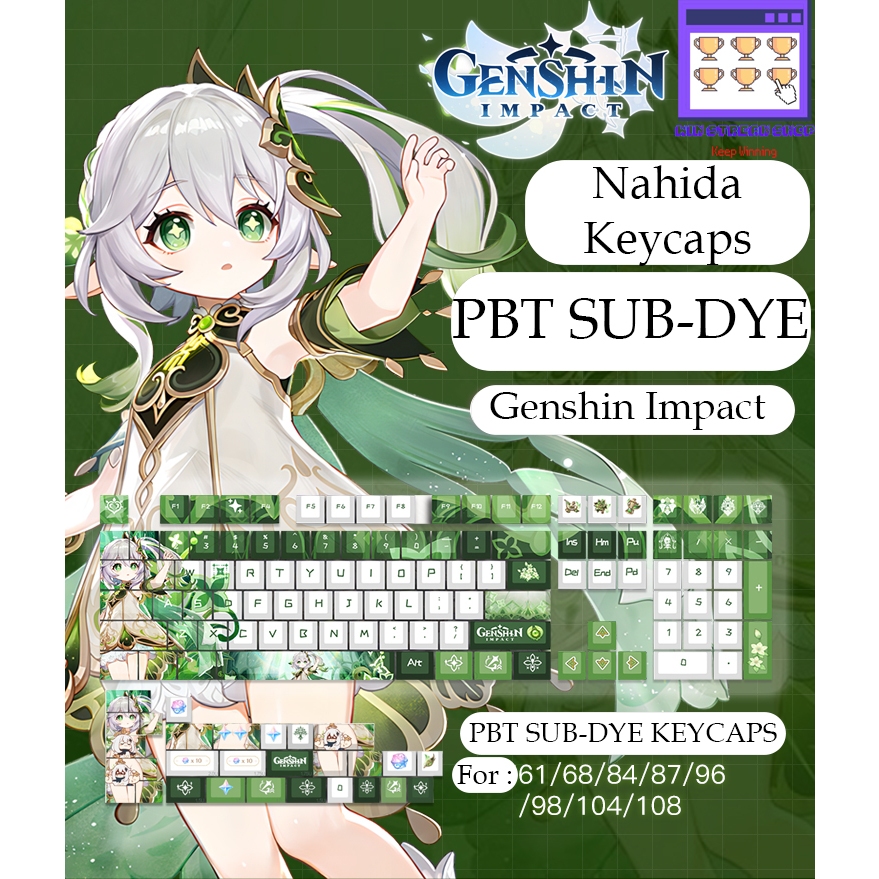 Genshin Impact Keycaps - Nahida Keycaps PBT Dye Sub