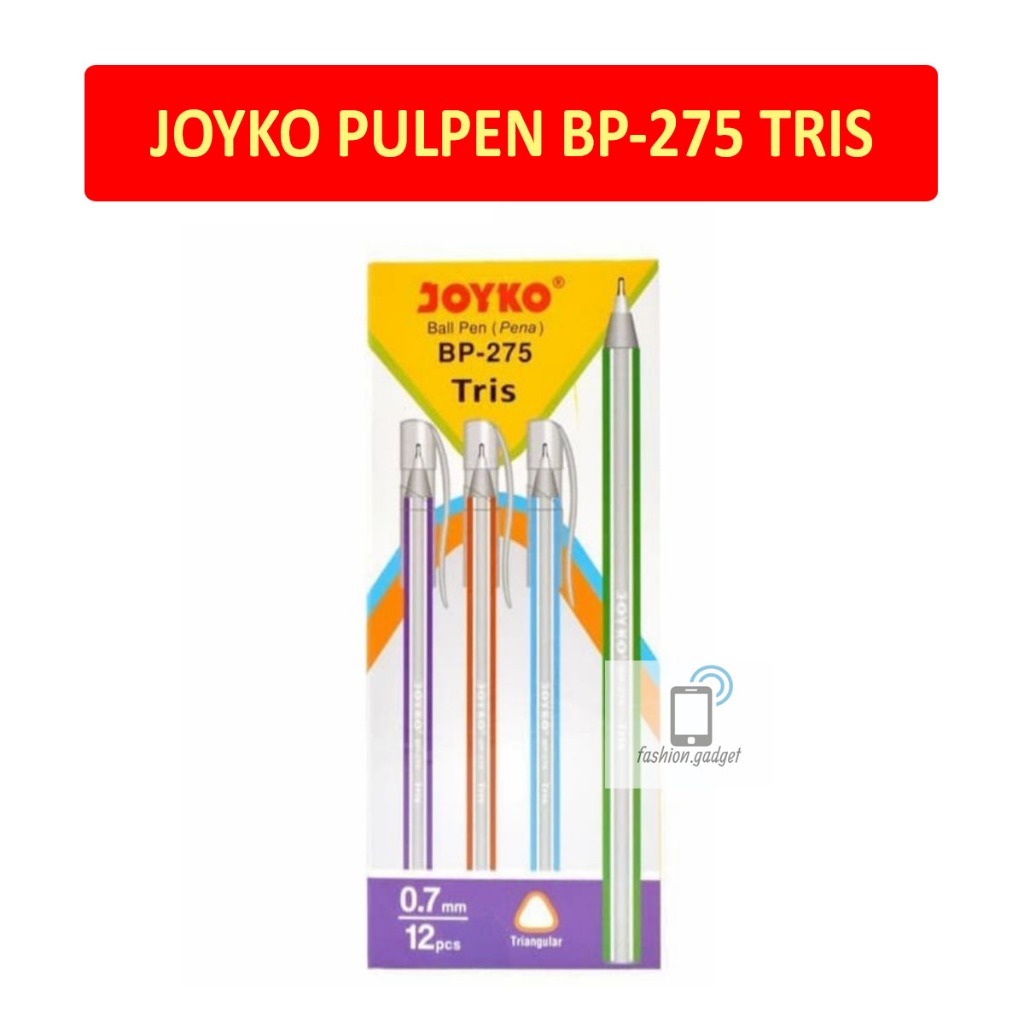

Joyko Ball Pen BP-275 Tris 0.8 mm 1 Box Isi 12 pcs Pulpen Joyko BP275 BP 275