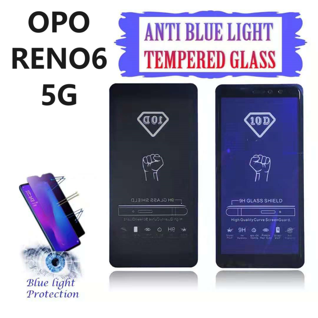 BLUE GLASS ANTI RADIASI OPO RENO6 5G 2021