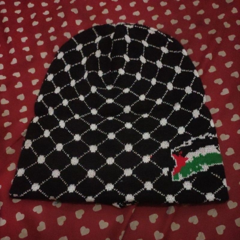 KUPLUK BENDERA PALESTINA DOBLE HANGAT LEMBUT RAJUT KOMPUTER EXLUSIVE HITAM