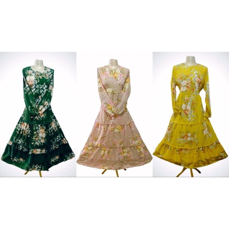 GAMIS MONALISA MOTIF BUNGA BAHAN CERUTY